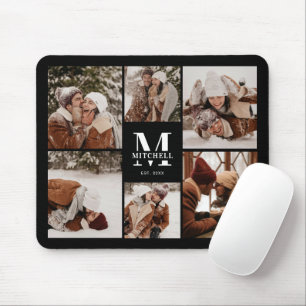 Modern Photo Collage Personalized Monogram Gift Mouse Pad