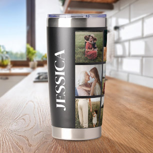 Modern Photo Collage Personalized Name Insulated Tumbler