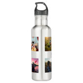 Modern Photo Collage Personalized Stainless Steel Water Bottle (Back)