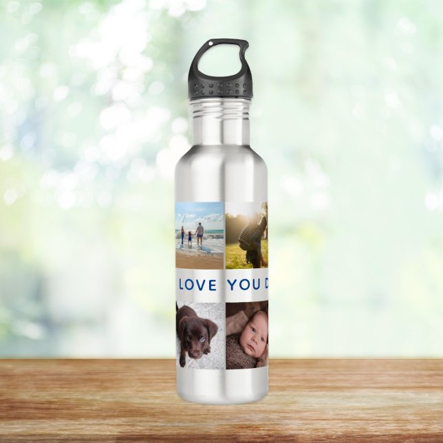 Modern Photo Collage Personalized Stainless Steel Water Bottle