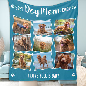 Modern Photo Collage Pet Personalized Dog Mom Fleece Blanket