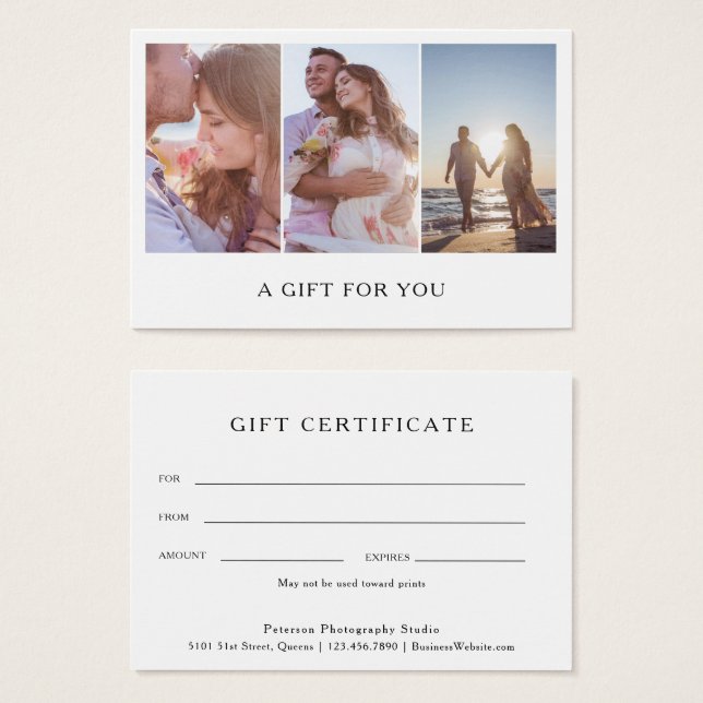 Modern Photo Collage Photography Gift Certificate (Front & Back)