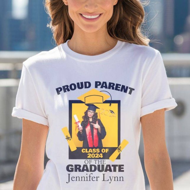 Modern Photo Collage Proud Parent Graduation  T-Shirt (Creator Uploaded)