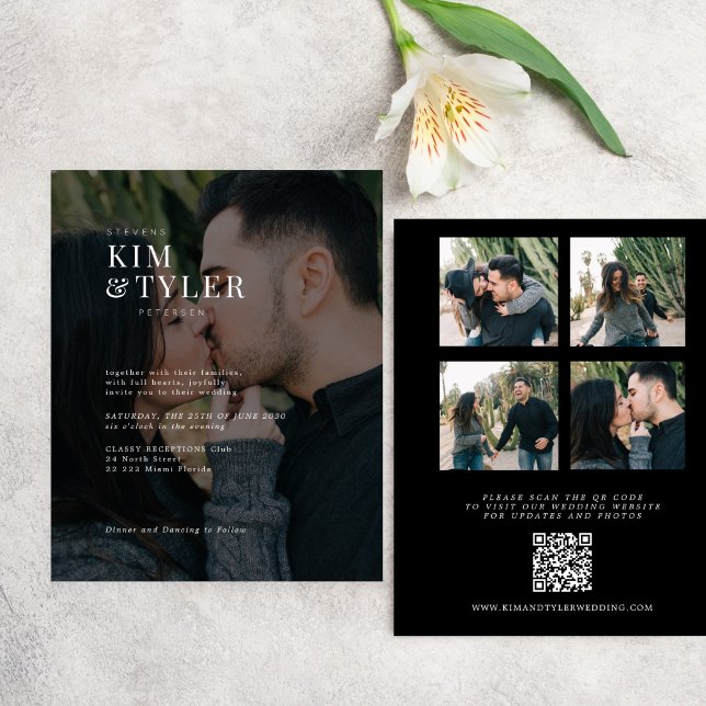 Modern photo collage QR code wedding invitation (Creator Uploaded)