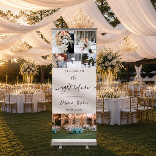 Modern Photo Collage Rehearsal Dinner Welcome Retractable Banner