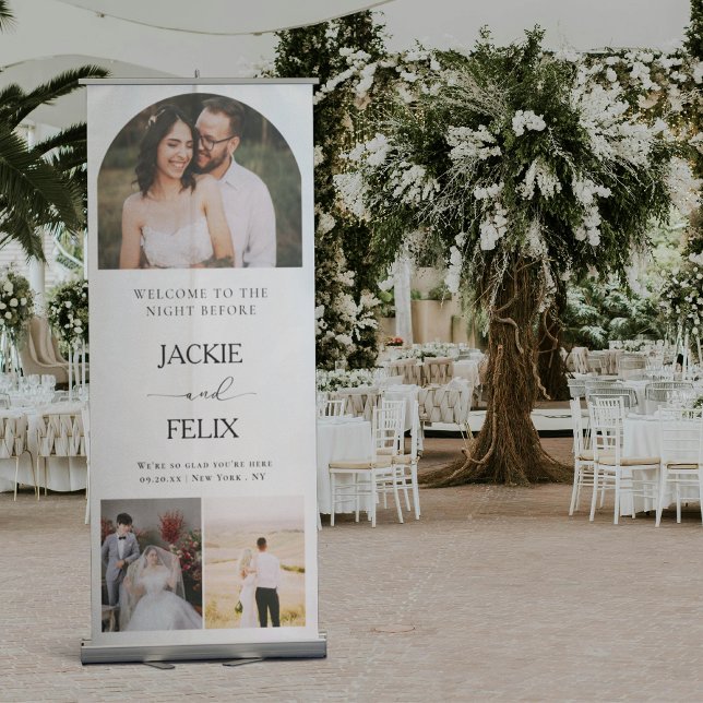 Modern Photo Collage Rehearsal Dinner Welcome Retractable Banner (Creator Uploaded)
