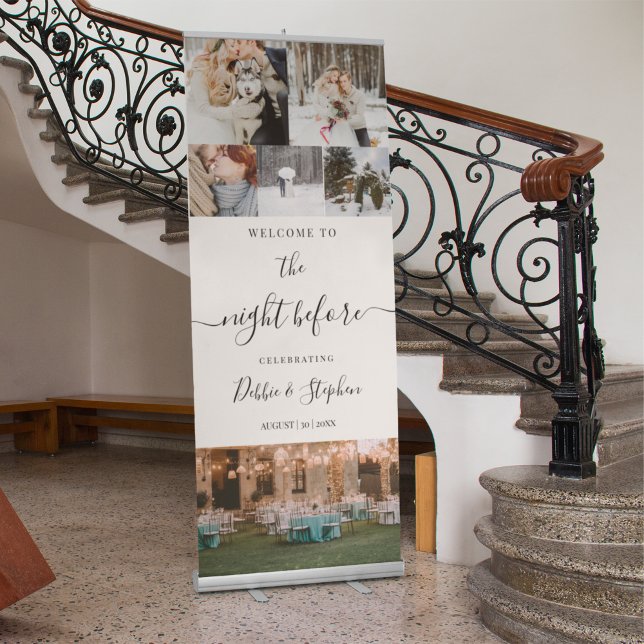 Modern Photo Collage Rehearsal Dinner Welcome Retractable Banner (Creator Uploaded)
