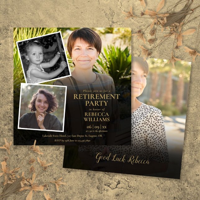 Modern Photo Collage Retirement Party Invitation (Modern Photo Collage Retirement Party Invitation)