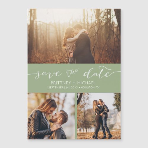 Modern Photo Collage Sage Green Save the Date