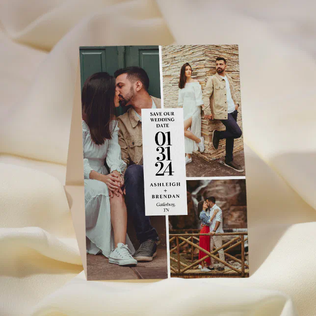Modern Photo Collage Save The Date Invitation
