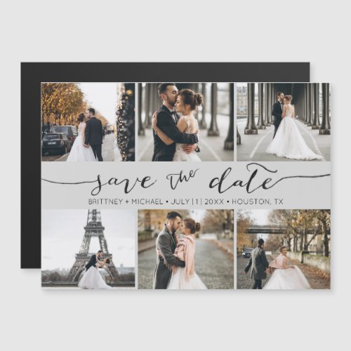 Modern Photo Collage Save the Date Light Grey
