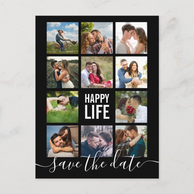 Modern Photo Collage Save the Date Postcard (Front)
