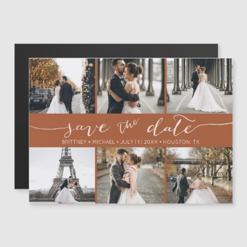 Modern Photo Collage Save the Date Terracotta
