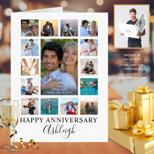 Modern Photo Collage Script Any Anniversary Card