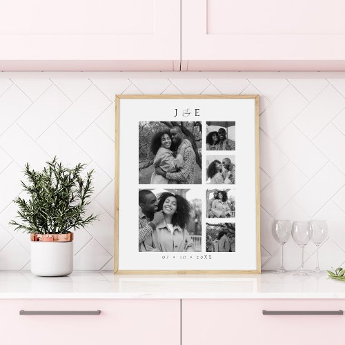 Modern Photo Collage Script Monogram Couples