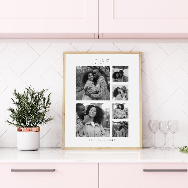 Modern Photo Collage Script Monogram Couples Poster (Creator Uploaded)