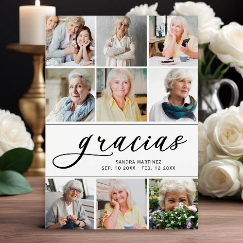 Modern Photo Collage Spanish Funeral Thank You Card