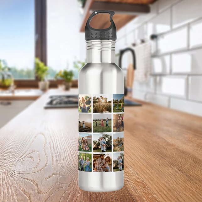 Modern Photo Collage Stainless Steel Water Bottle (Creator Uploaded)