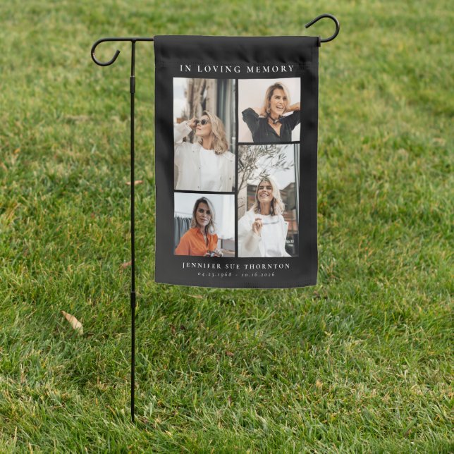 Modern Photo Collage Sympathy Remembrance Garden Flag (In SItu)