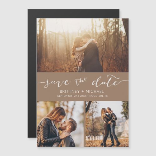 Modern Photo Collage Tan Save the Date