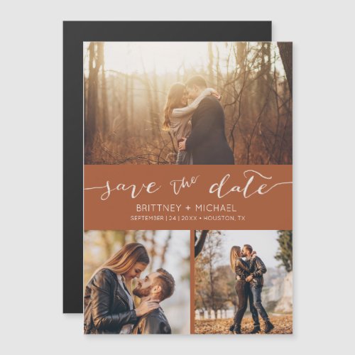 Modern Photo Collage Terracotta Save the Date