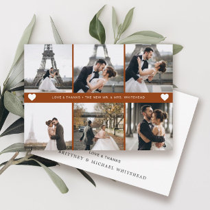Modern Photo Collage Terracotta Thank You Card