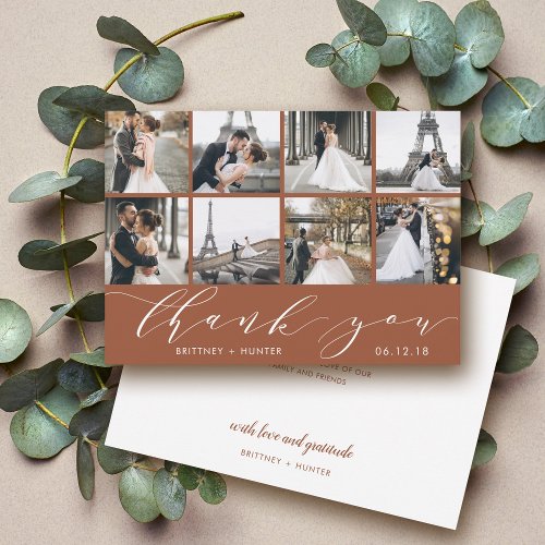 Modern Photo Collage Terracotta Thank You Card