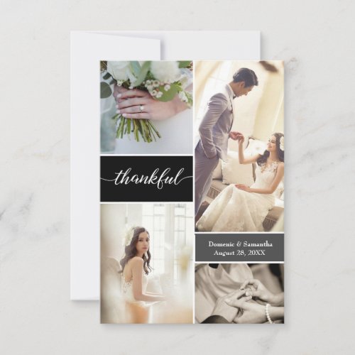Modern Photo collage Thankful Wedding Thank You Card