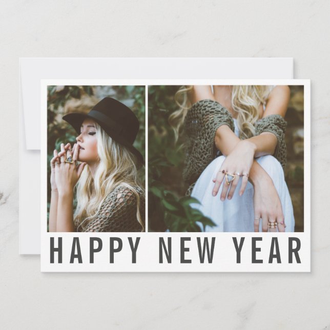 Modern photo collage typography new year holiday card (Front)