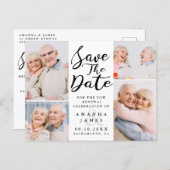 Modern Photo Collage Vow Renewal Save The Date Announcement Postcard (Front/Back)