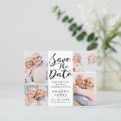 Modern Photo Collage Vow Renewal Save The Date Announcement Postcard (Standing Front)