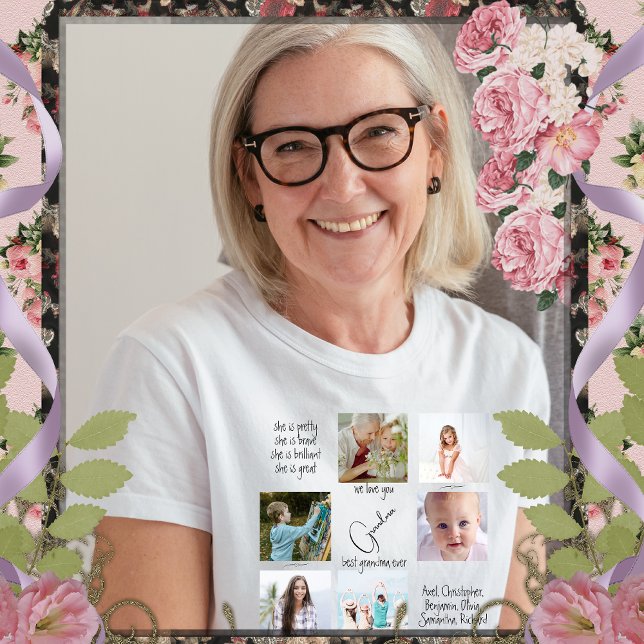 Modern Photo Collage We Love You Grandma Womens T-Shirt (Creator Uploaded)