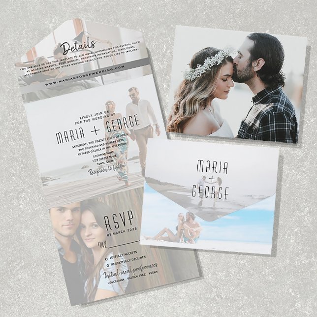 Modern Photo Collage Wedding All In One Invitation (Creator Uploaded)