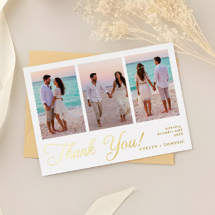 Modern Photo Collage Wedding Foil Thank You Cards