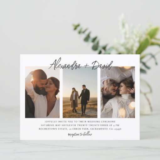 Modern Photo Collage Wedding Invitation Zazzle