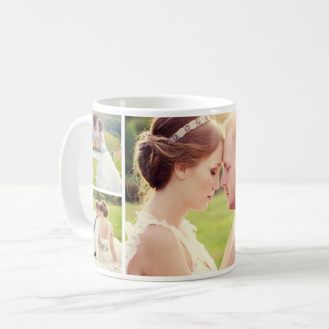 Modern Photo Collage Wedding Keepsake Coffee Mug (Front Left)