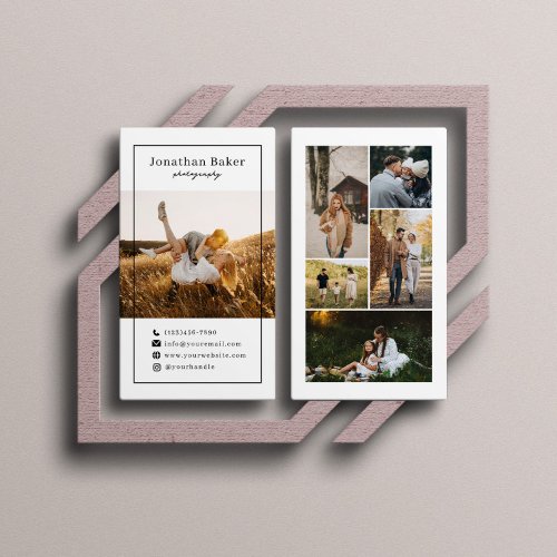 Modern Photo Collage Wedding Photographer  Business Card