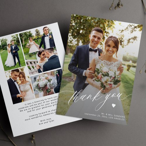 Modern photo collage wedding printable thank you invitation