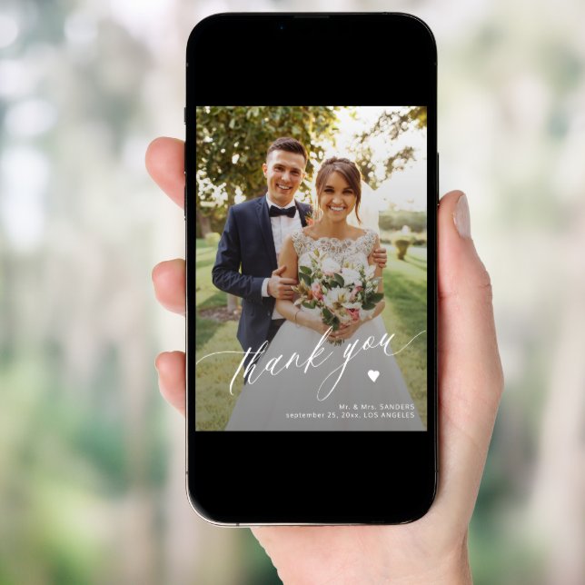 Modern photo collage wedding printable thank you invitation (Front Digital)