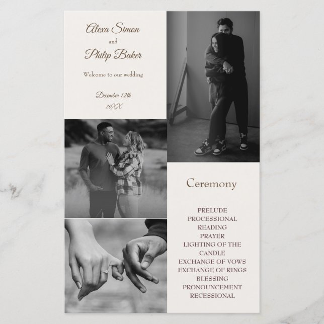 Modern Photo Collage Wedding programs (Front)