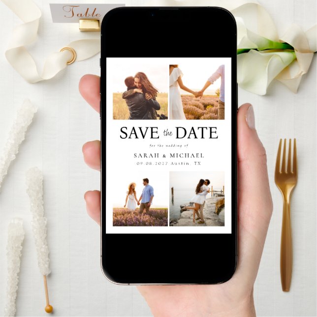 Modern Photo Collage Wedding Save The Date (Front Digital)