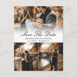 Modern Photo Collage Wedding Save The Date Announcement Postcard
