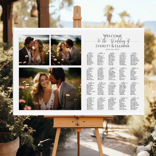 Modern photo collage wedding seating chart