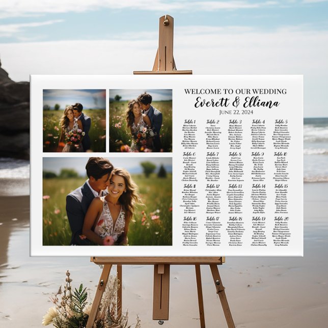 Modern photo collage wedding seating chart (Creator Uploaded)