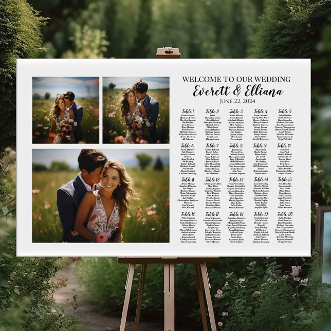 Modern photo collage wedding seating chart foam board (Creator Uploaded)
