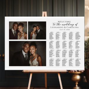 Modern photo collage wedding seating chart foam board