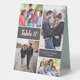 Modern Photo Collage Wedding Table Number Table Tent