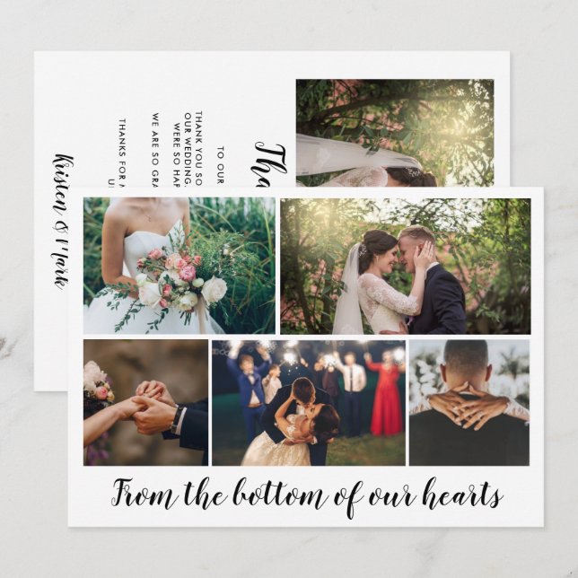 Modern Photo Collage Wedding Thank You (Front/Back)