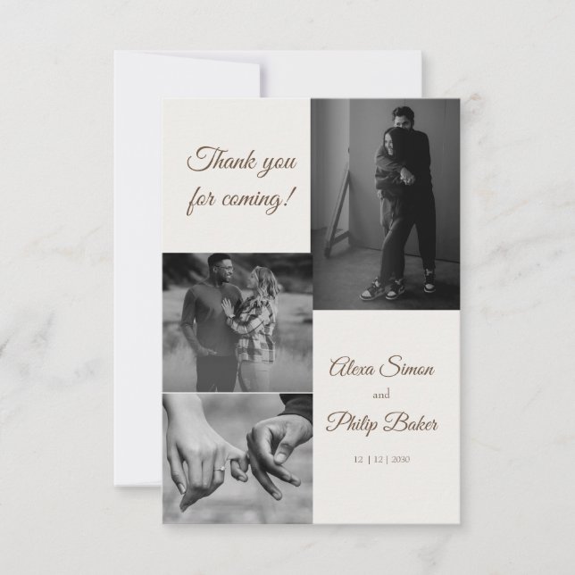  Modern Photo Collage Wedding Thank You Card (Front)
