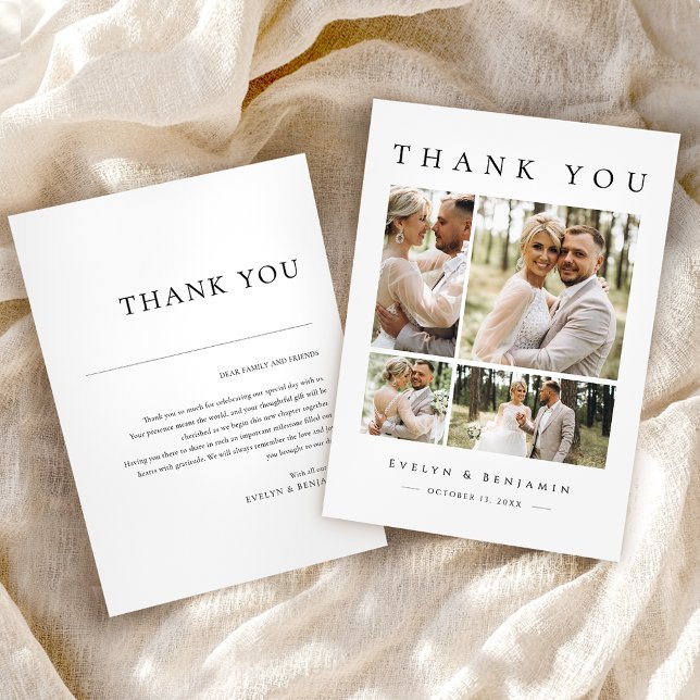Modern Photo Collage Wedding Thank You Card (Creator Uploaded)